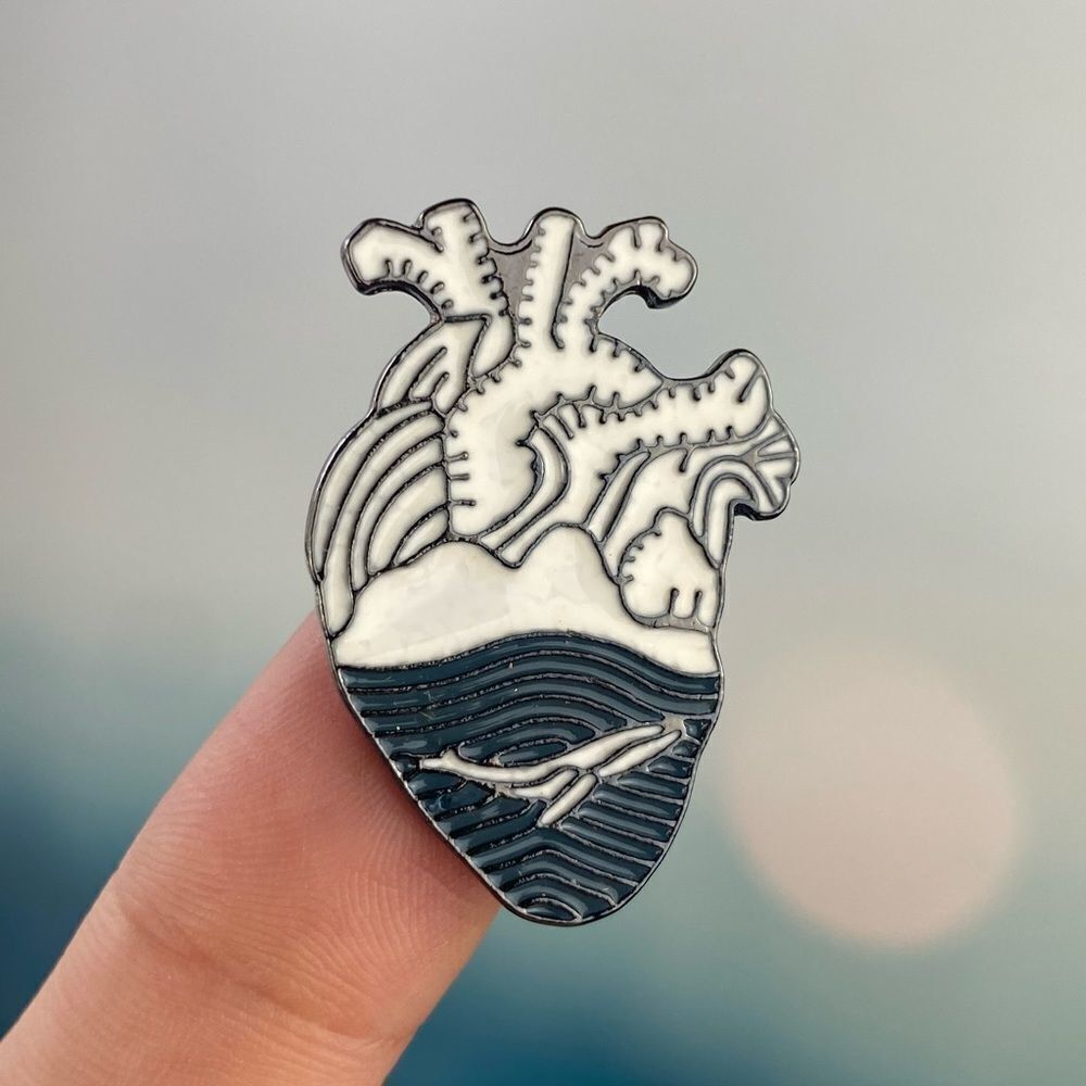 Ocean Whale Heart Enamel Pin/ Brooch Lapel